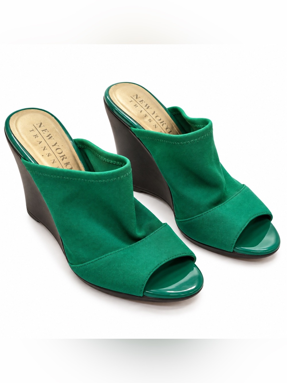 New York Transit Emerald Green Open-Toe Slide Mules